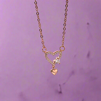 Linked Hearts Rose Gold Pendant with Link Chain