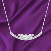 Silver Arc Zircon Pendant with Link Chain