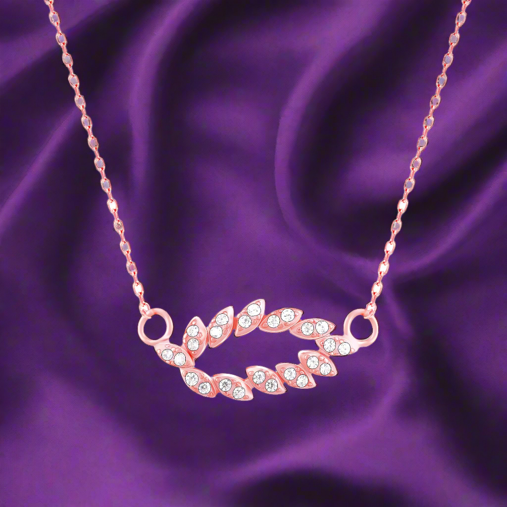 Rose Gold Leaf Cascade Pendant with Link Chain