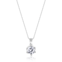 Silver Bold Solitaire Pendant with Link Chain, 925 sterling silver pendant with chain for elegant style