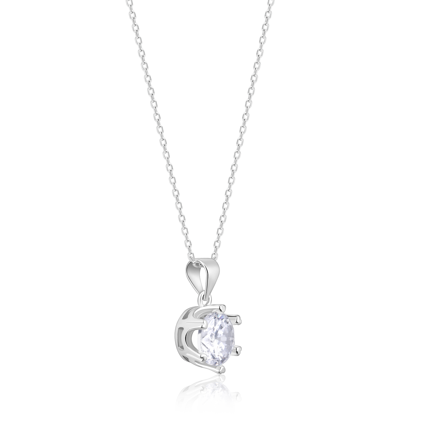 Silver Bold Solitaire Pendant on Link Chain, crafted in 925 sterling silver pendant with chain for elegant style