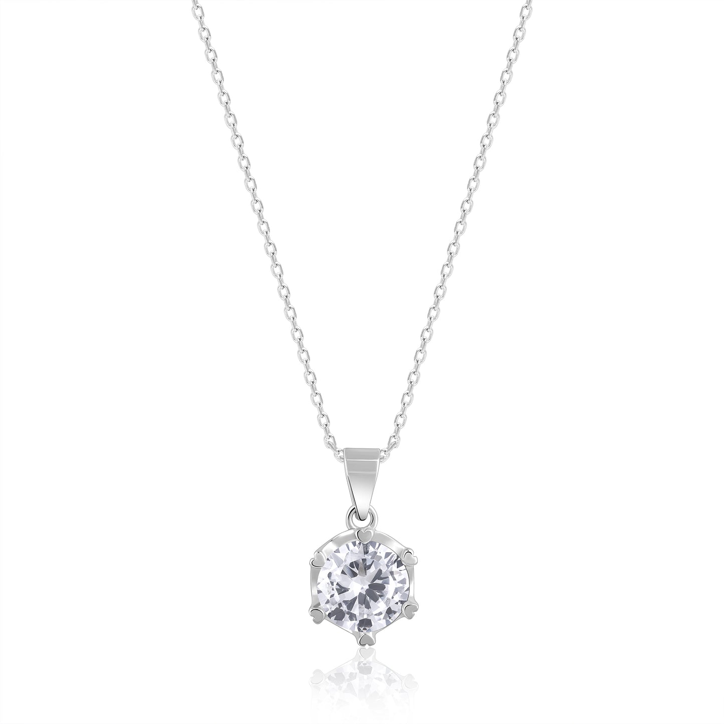 Silver Bold Solitaire Pendant with Link Chain, crafted from 925 sterling silver pendant with chain for elegant style.