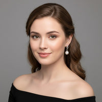Rachiva 925 Sterling Silver Pave Hoop with Pearl Drop Earrings