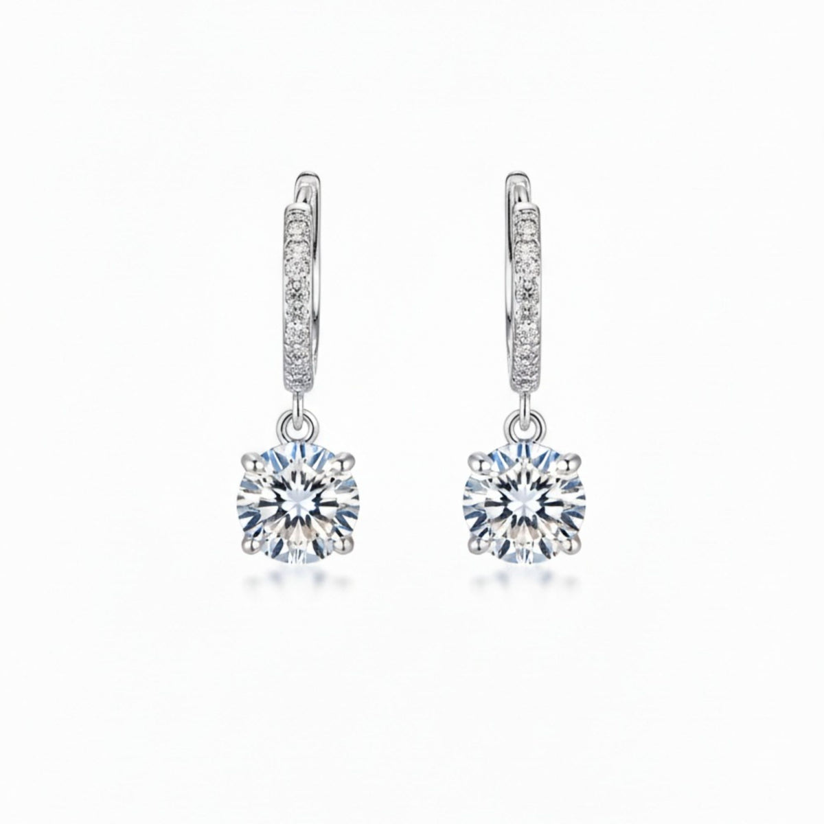 Rachiva 925 Sterling Silver Pave Hoop with Solitaire Drop Earrings