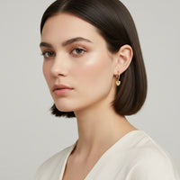 Rachiva 925 Sterling Silver 18K Gold Plated Heart Drop Hoop Earrings