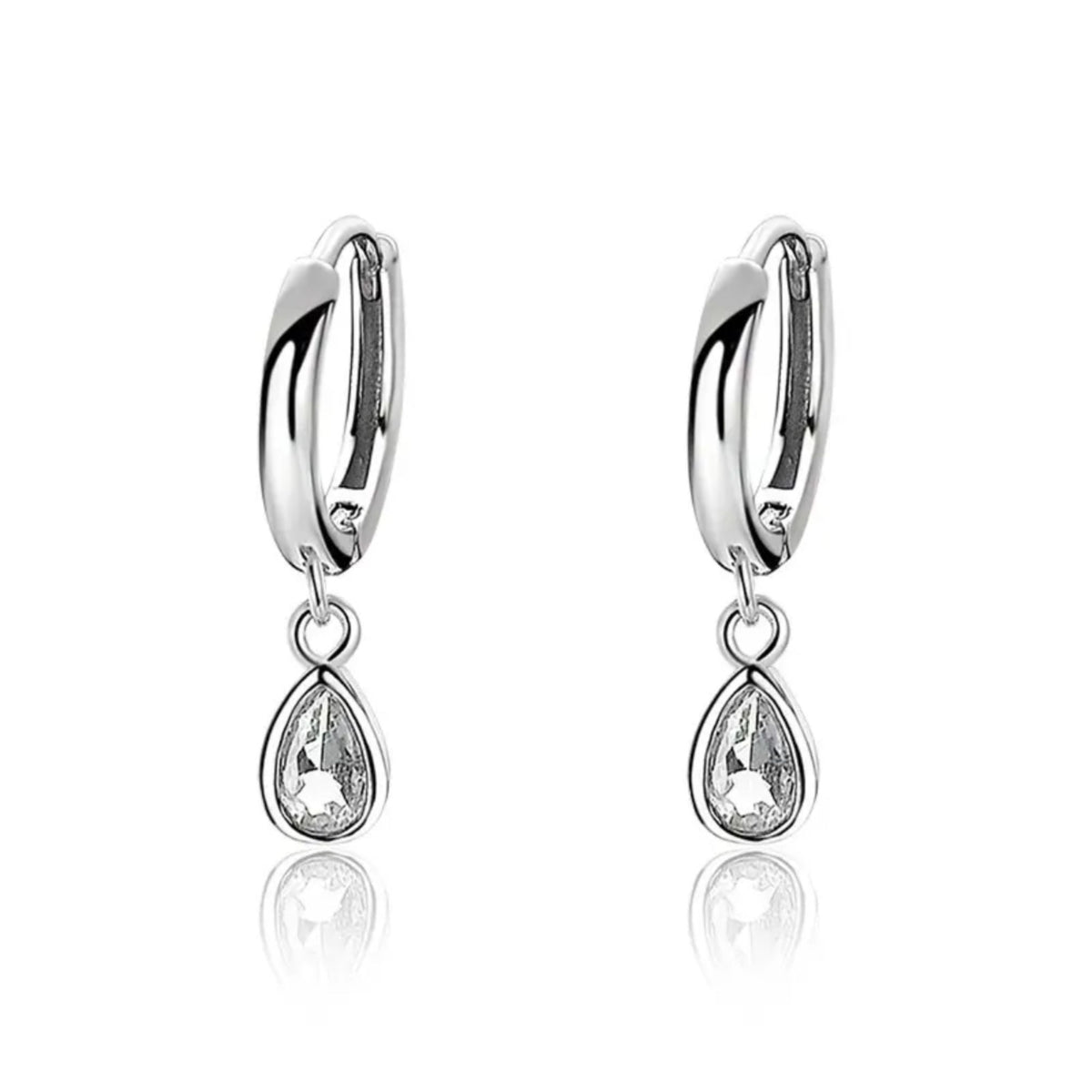 Rachiva 925 Sterling Silver Teardrop Zircon Drop Hoop Earrings