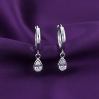 Rachiva 925 Sterling Silver Teardrop Zircon Drop Hoop Earrings