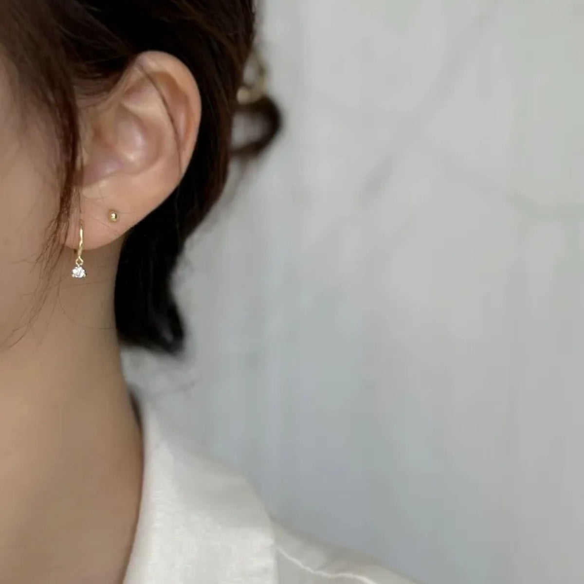 Rachiva 925 Sterling Silver Solitaire Drop Hoop Earrings