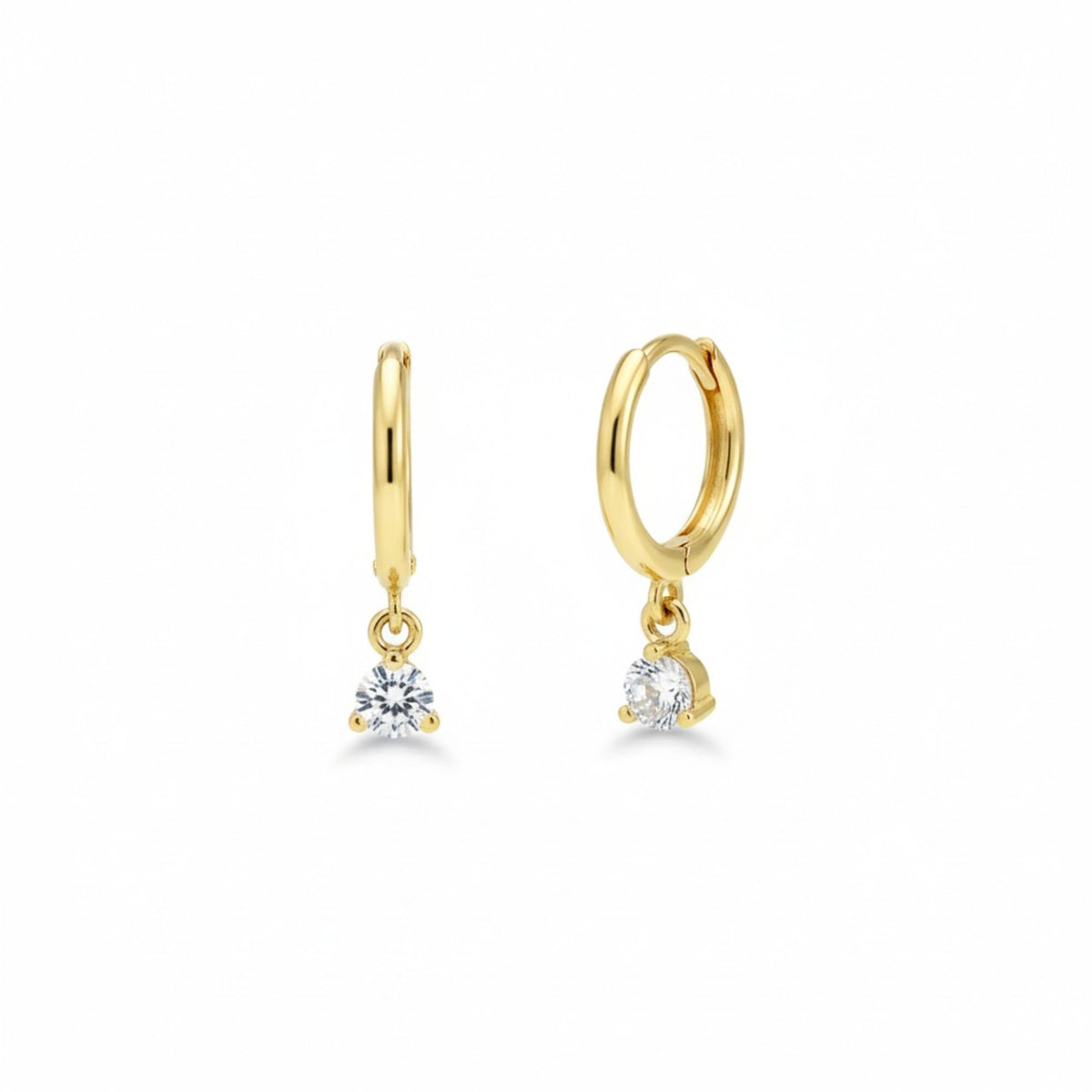 Rachiva 925 Sterling Silver Gold Plated Solitaire Drop Hoop Earrings