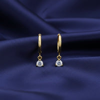 Rachiva 925 Sterling Silver Gold Plated Solitaire Drop Hoop Earrings