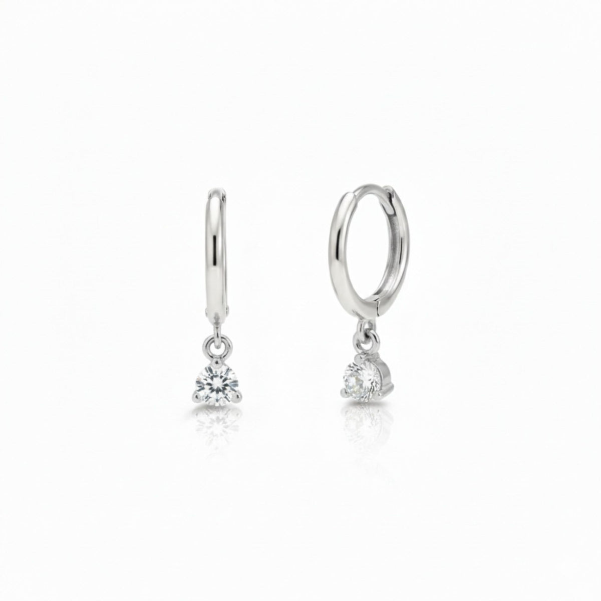 Rachiva 925 Sterling Silver Solitaire Drop Hoop Earrings