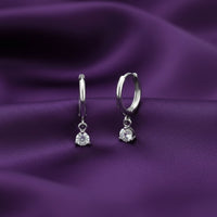 Rachiva 925 Sterling Silver Solitaire Drop Hoop Earrings