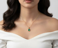 18K Gold Plated Emerald Pendant Necklace - RACHIVA