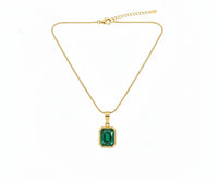 18K Gold Plated Emerald Pendant Necklace - RACHIVA