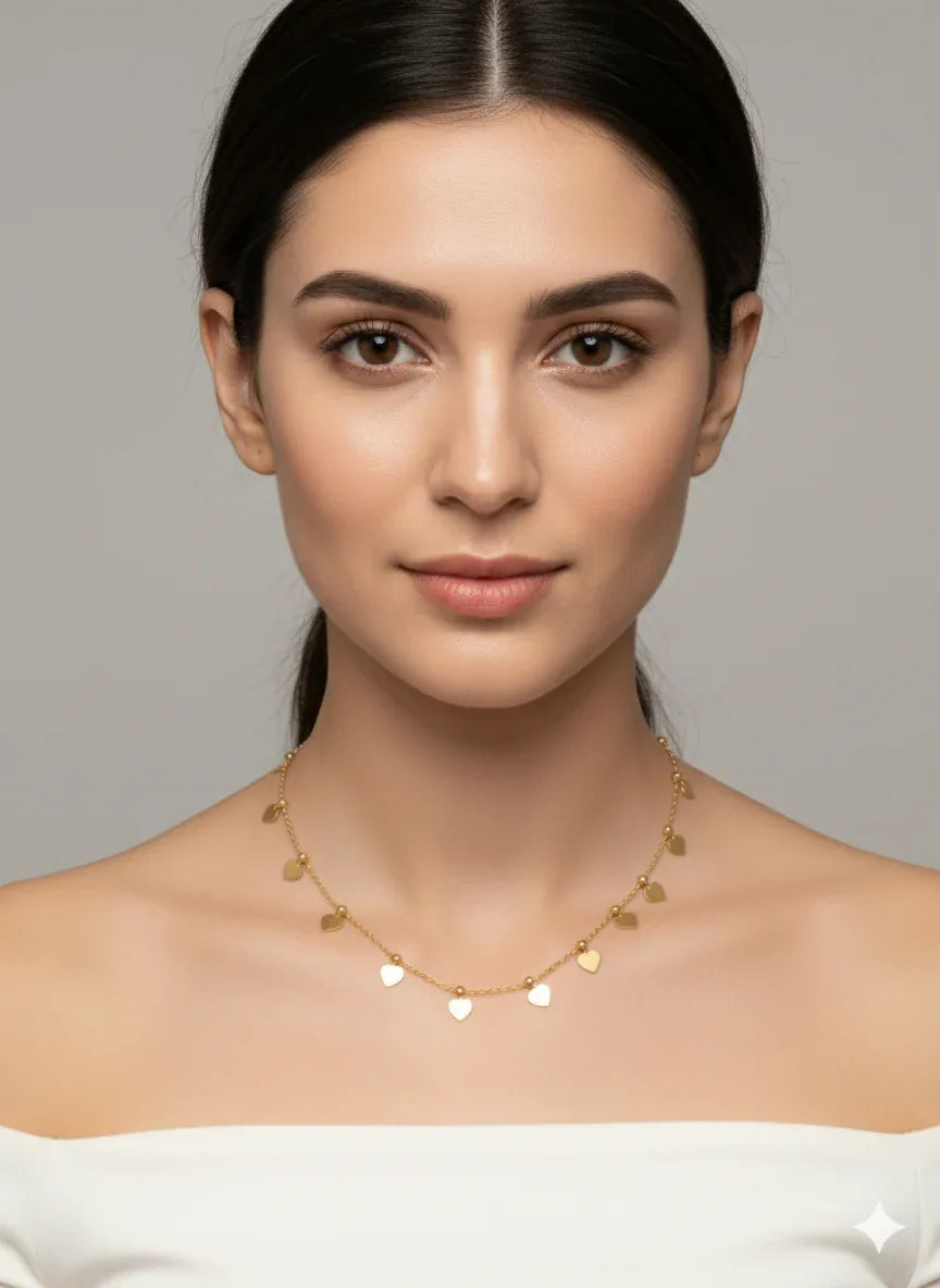 18K Gold Plated Heart Charm Necklace - RACHIVA
