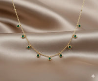 18K Gold Plated Green Stone Drop Necklace - RACHIVA