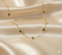 18K Gold Plated Emerald Bezel Chain Necklace - RACHIVA