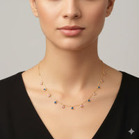 18K Gold Plated Dual Tone Bezel Chain Necklace - RACHIVA