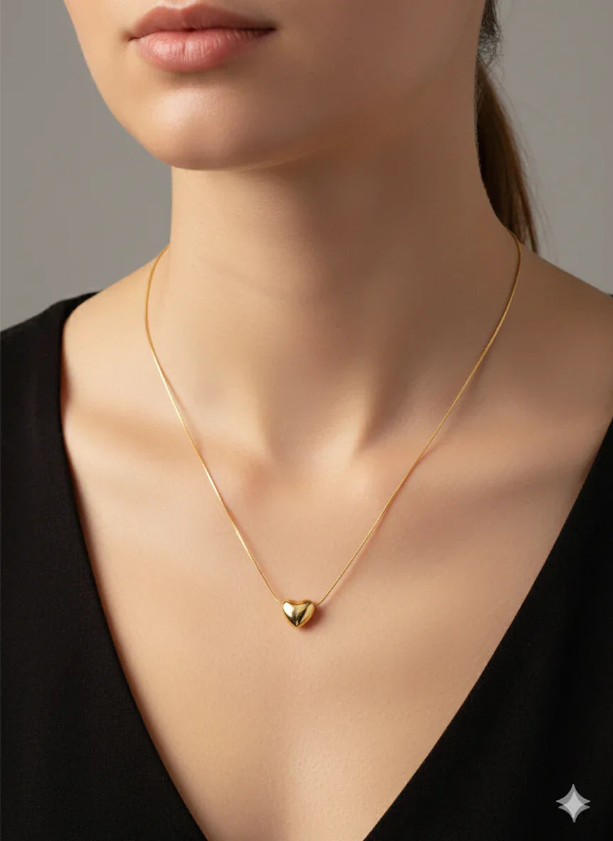 18K Gold Plated Classic Heart Pendant Necklace - RACHIVA