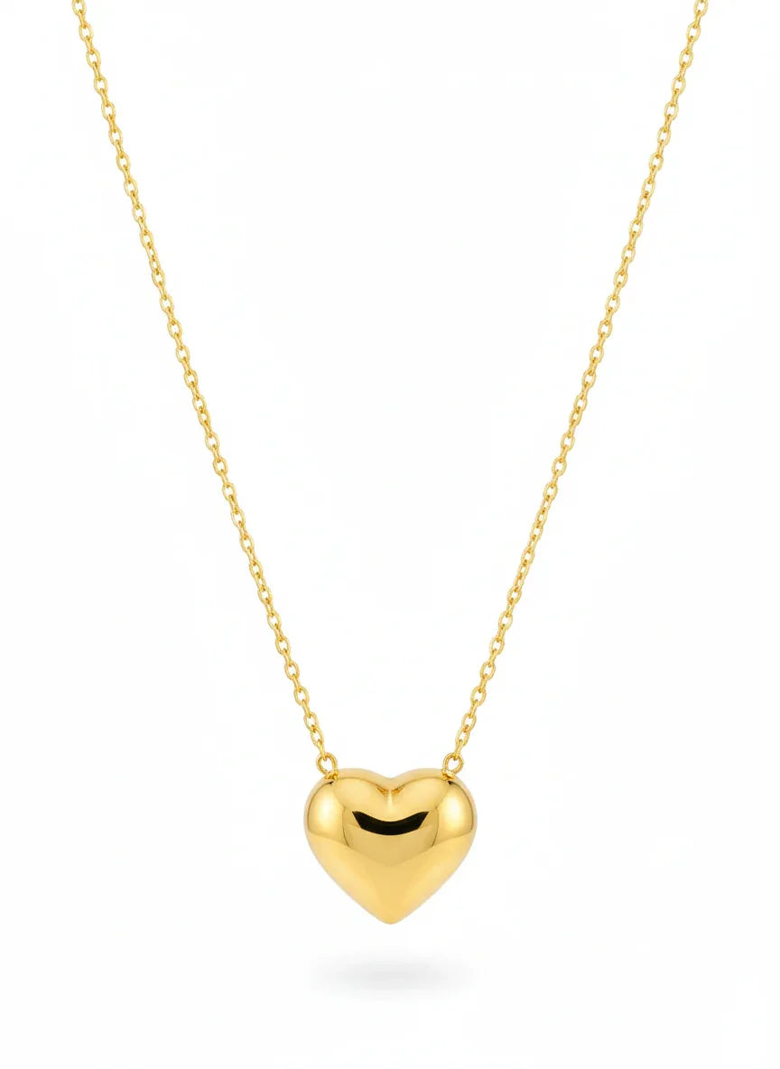 18K Gold Plated Puffy Heart Pendant Necklace - RACHIVA
