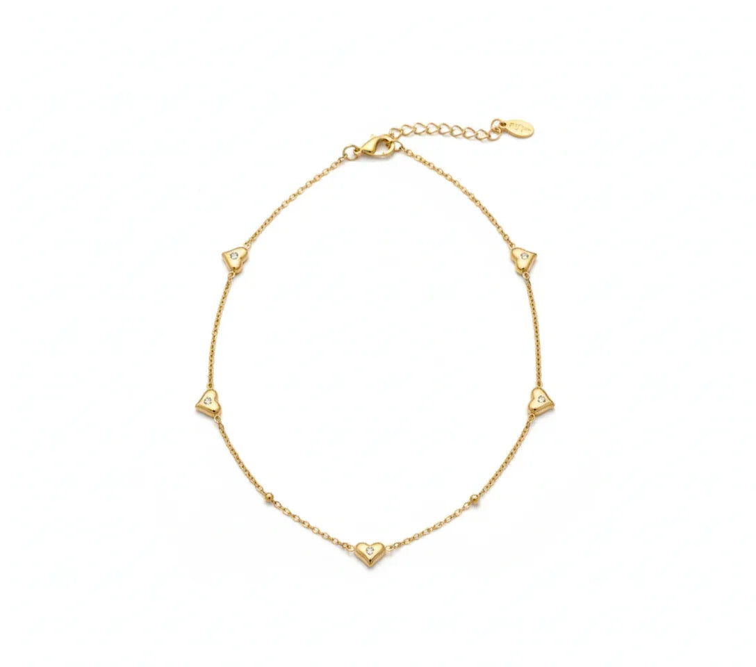 18K Gold Plated Heart Link Chain Necklace