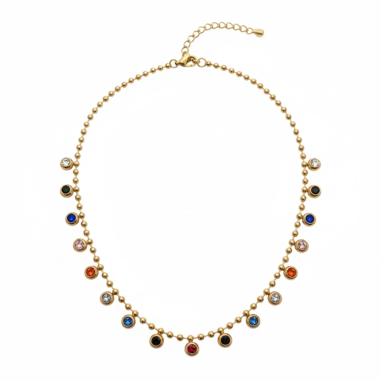 18K Gold Plated Multicolour Stone Necklace - RACHIVA