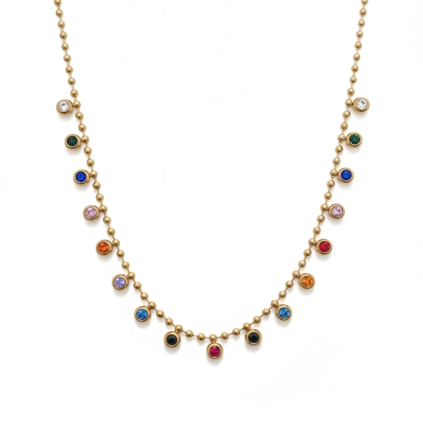 18K Gold Plated Multicolour Stone Necklace - RACHIVA