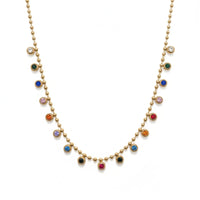 18K Gold Plated Multicolour Stone Necklace - RACHIVA