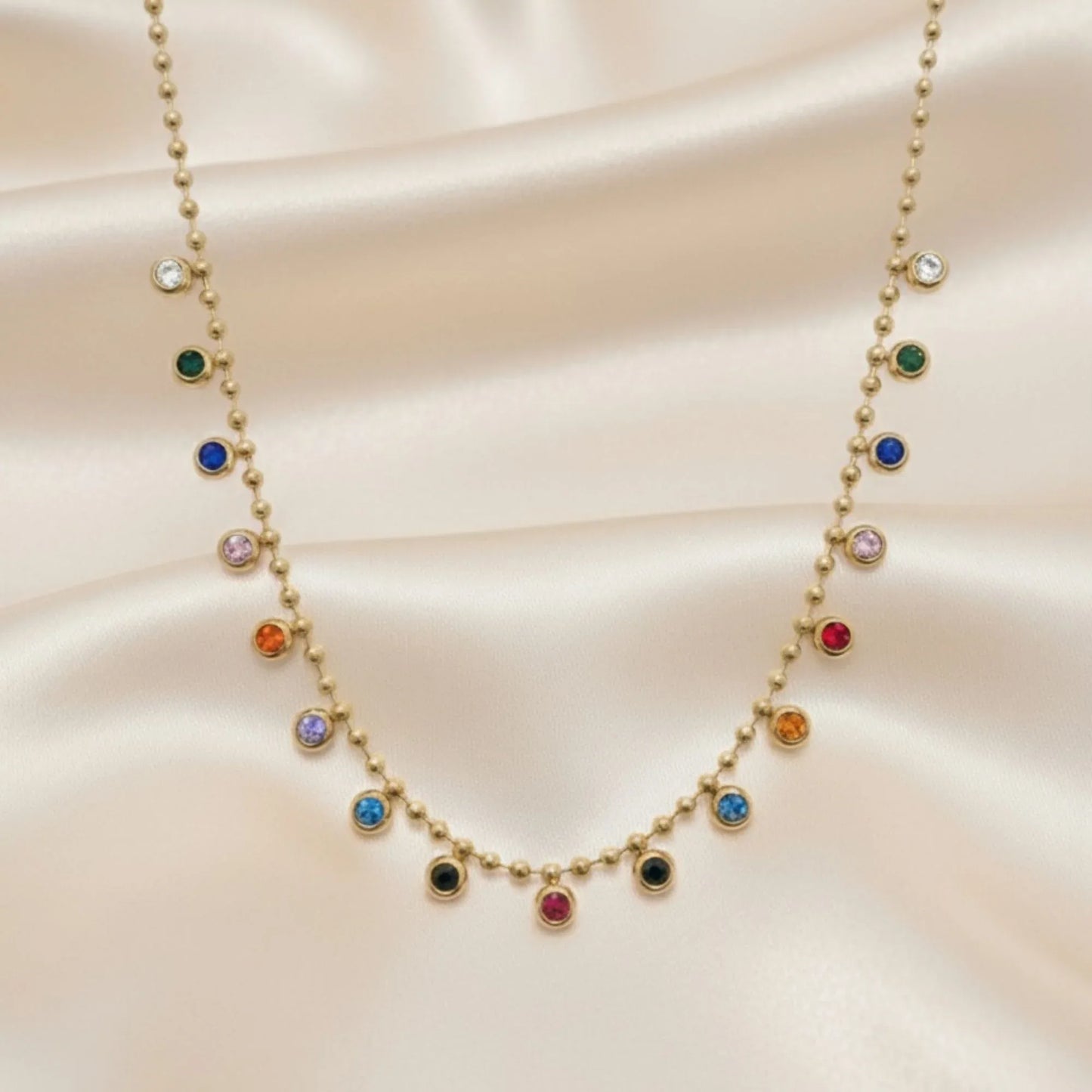 18K Gold Plated Multicolour Stone Necklace - RACHIVA