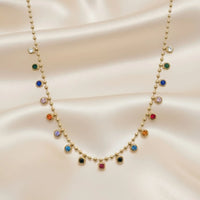 18K Gold Plated Multicolour Stone Necklace - RACHIVA