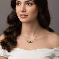 18K Gold Plated Heart & Green Charm Necklace - RACHIVA