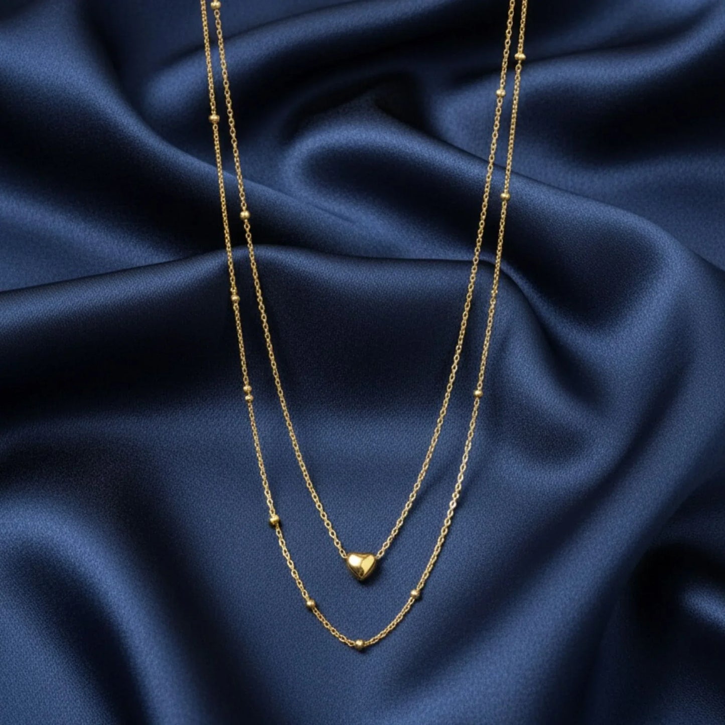 18K Gold Plated Layered Heart Pendant Necklace - RACHIVA