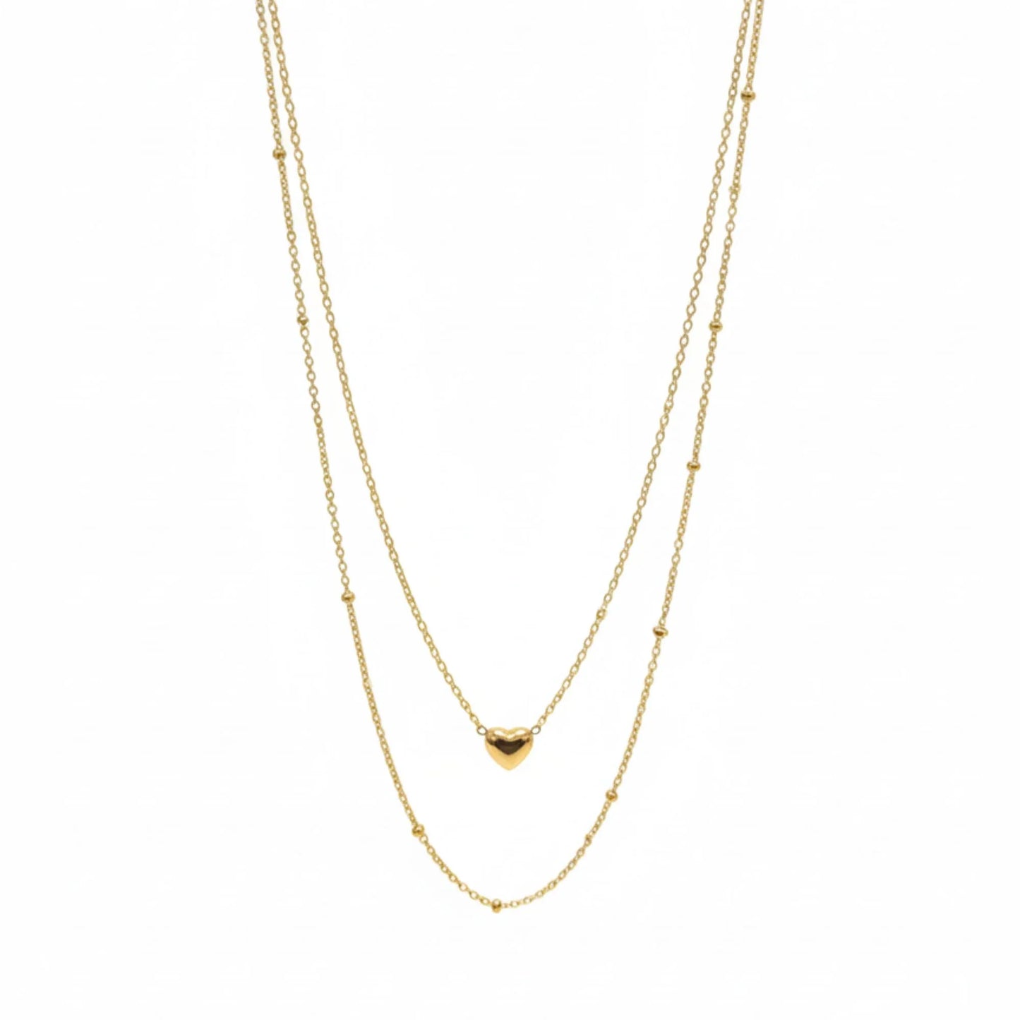 18K Gold Plated Layered Heart Pendant Necklace - RACHIVA