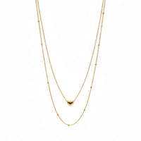18K Gold Plated Layered Heart Pendant Necklace - RACHIVA