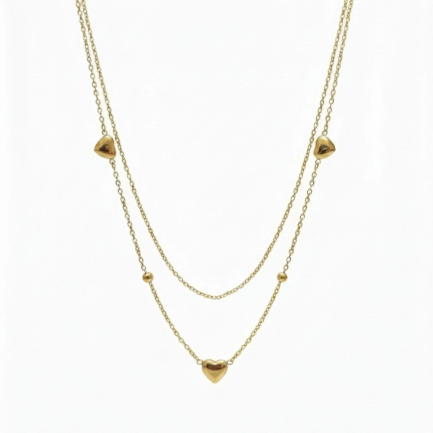 18K Gold Plated Heart Layered Necklace - RACHIVA