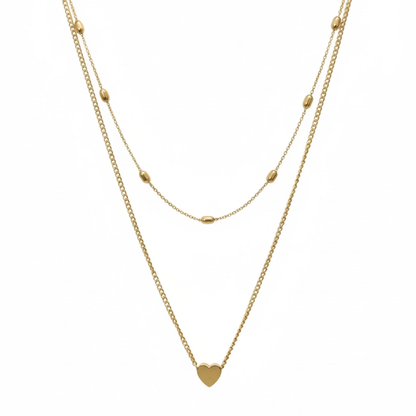 18K Gold Plated Double Layer Heart Necklace - RACHIVA