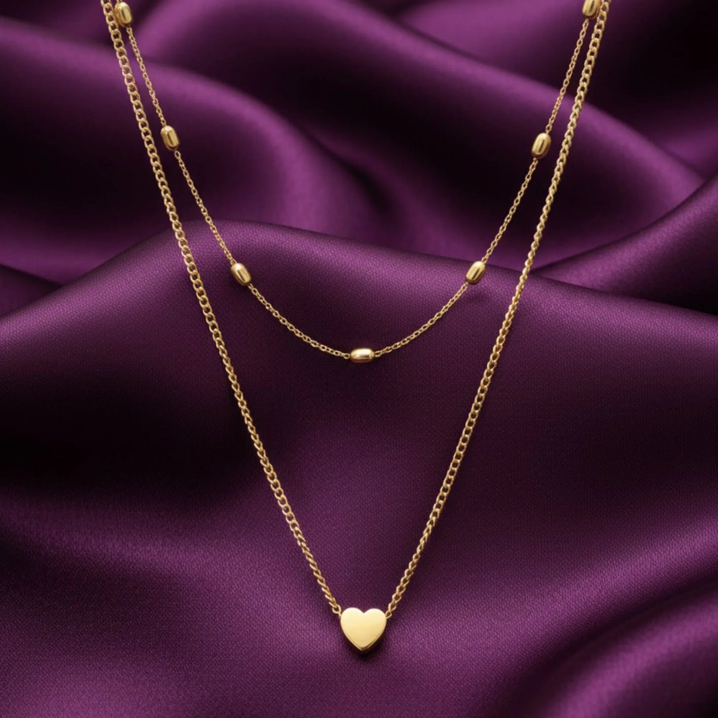 18K Gold Plated Double Layer Heart Necklace - RACHIVA