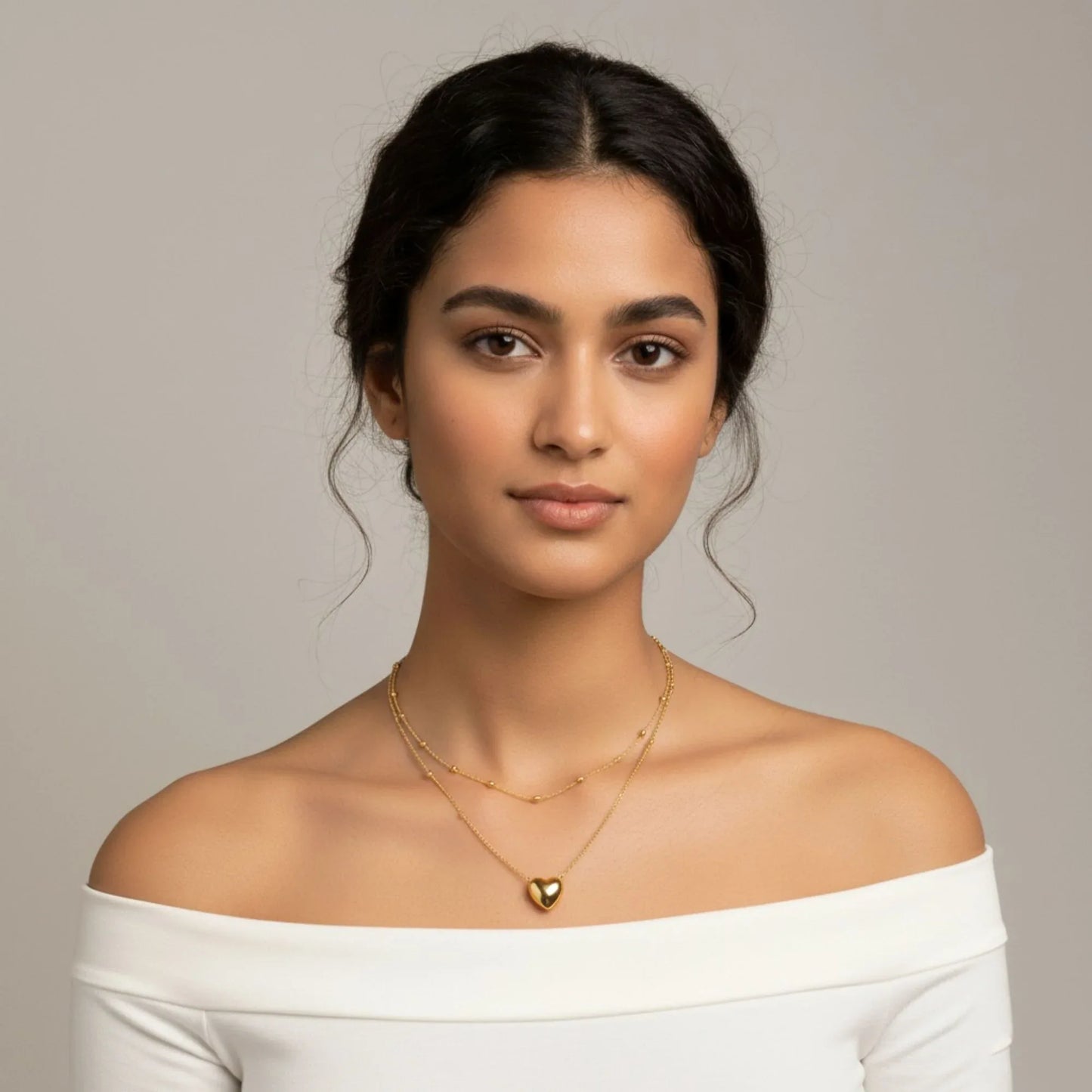 18K Gold Plated Double Layer Heart Necklace - RACHIVA