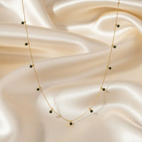 18K Gold Plated Green Charm Necklace - RACHIVA