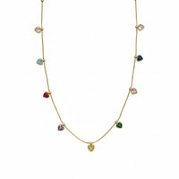 18K Gold Plated Multicolour Heart Charm Necklace - RACHIVA