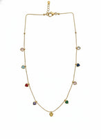 18K Gold Plated Multicolour Heart Charm Necklace - RACHIVA