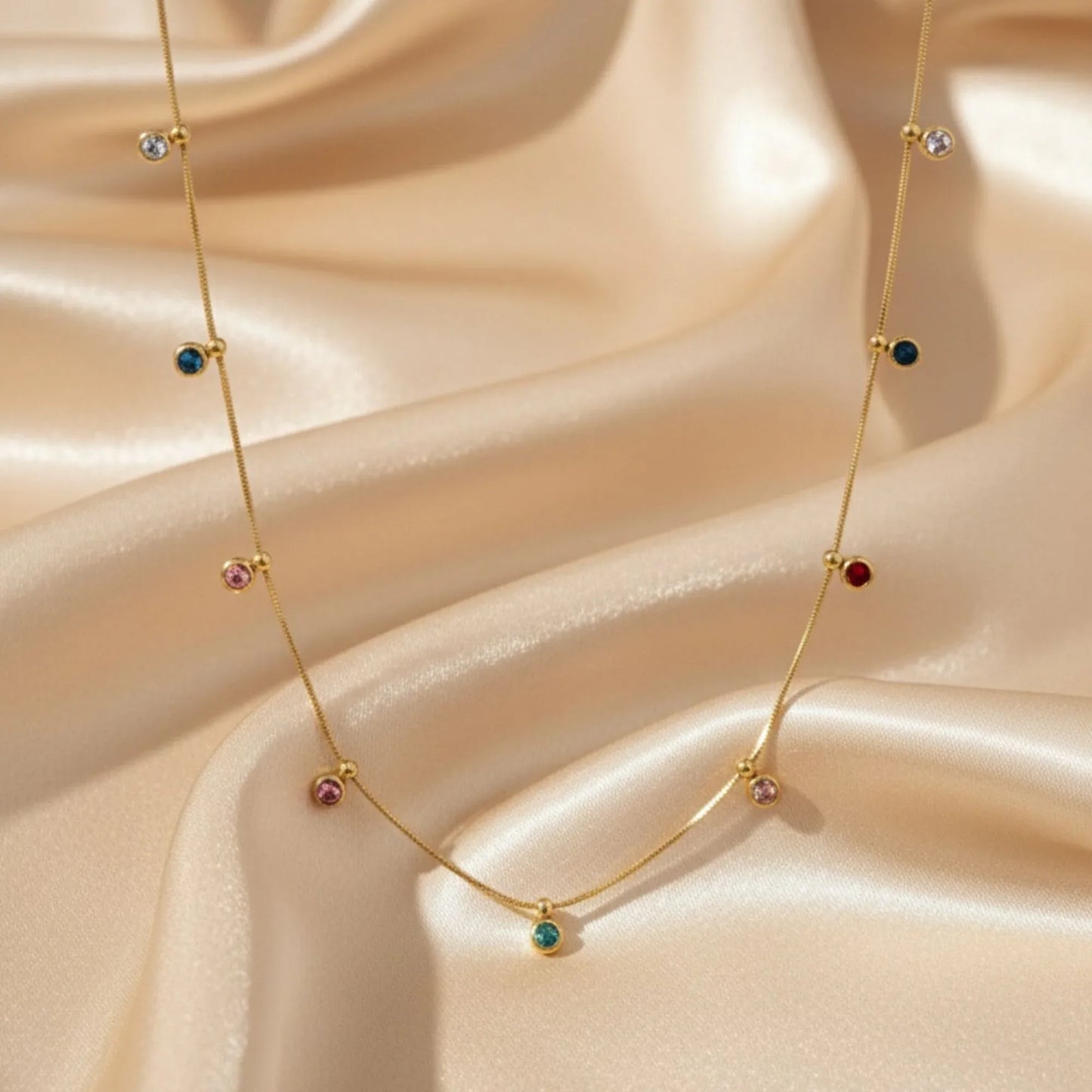 18K Gold Plated Multicolour Dot Necklace - RACHIVA