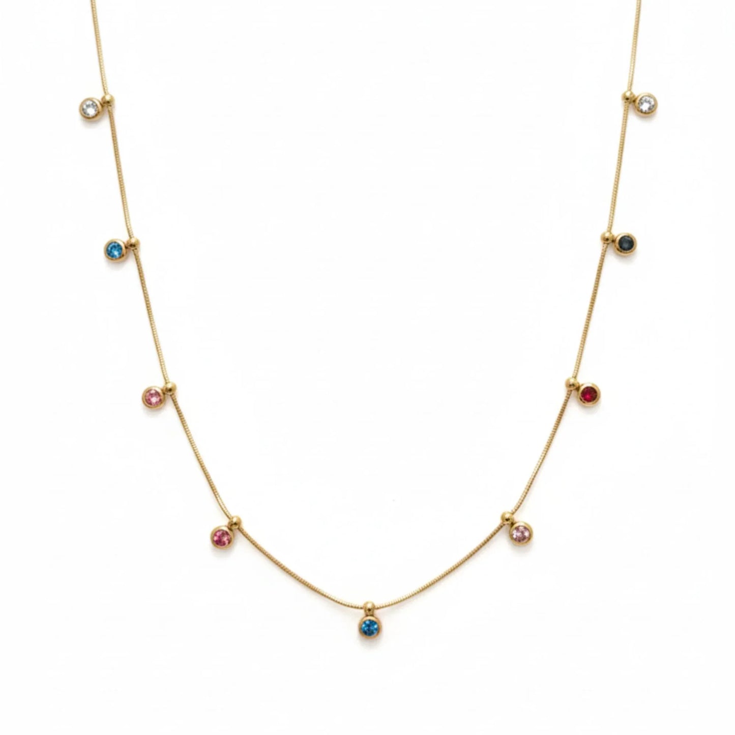 18K Gold Plated Multicolour Dot Necklace - RACHIVA