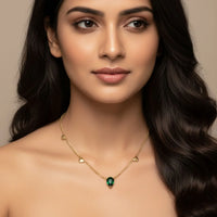 18K Gold Plated Green Heart Charm Necklace - RACHIVA