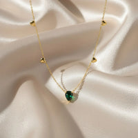 18K Gold Plated Green Heart Charm Necklace - RACHIVA