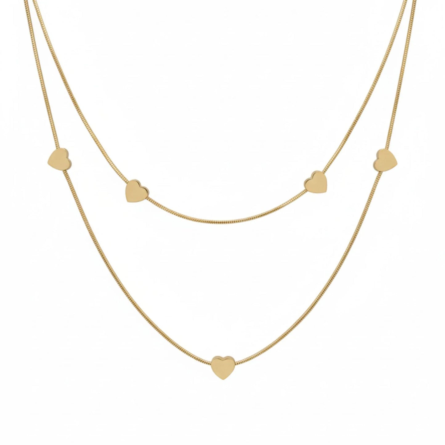 18K Gold Plated Double Layer Heart Necklace - RACHIVA