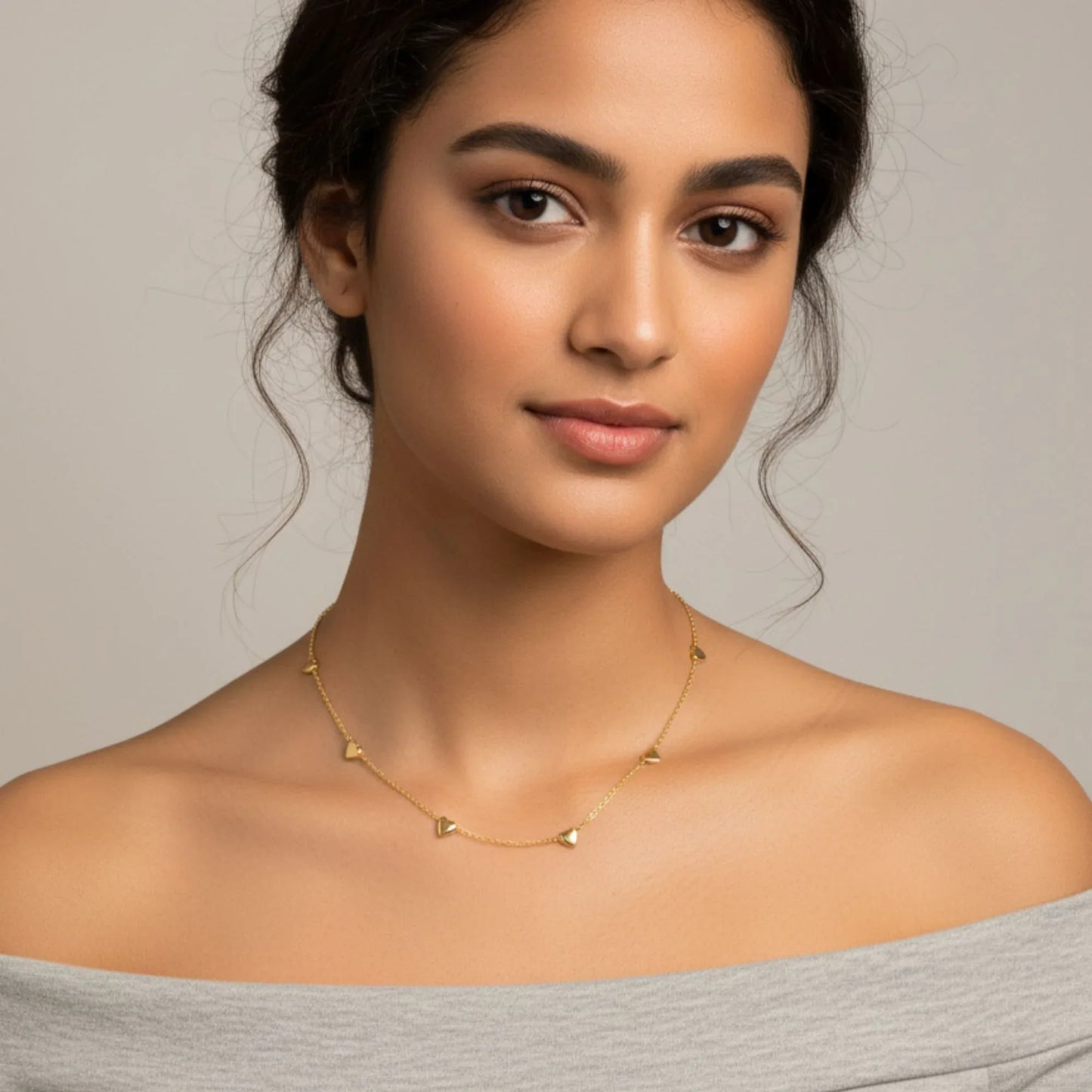 18K Gold Plated Mini Heart Charm Necklace - RACHIVA