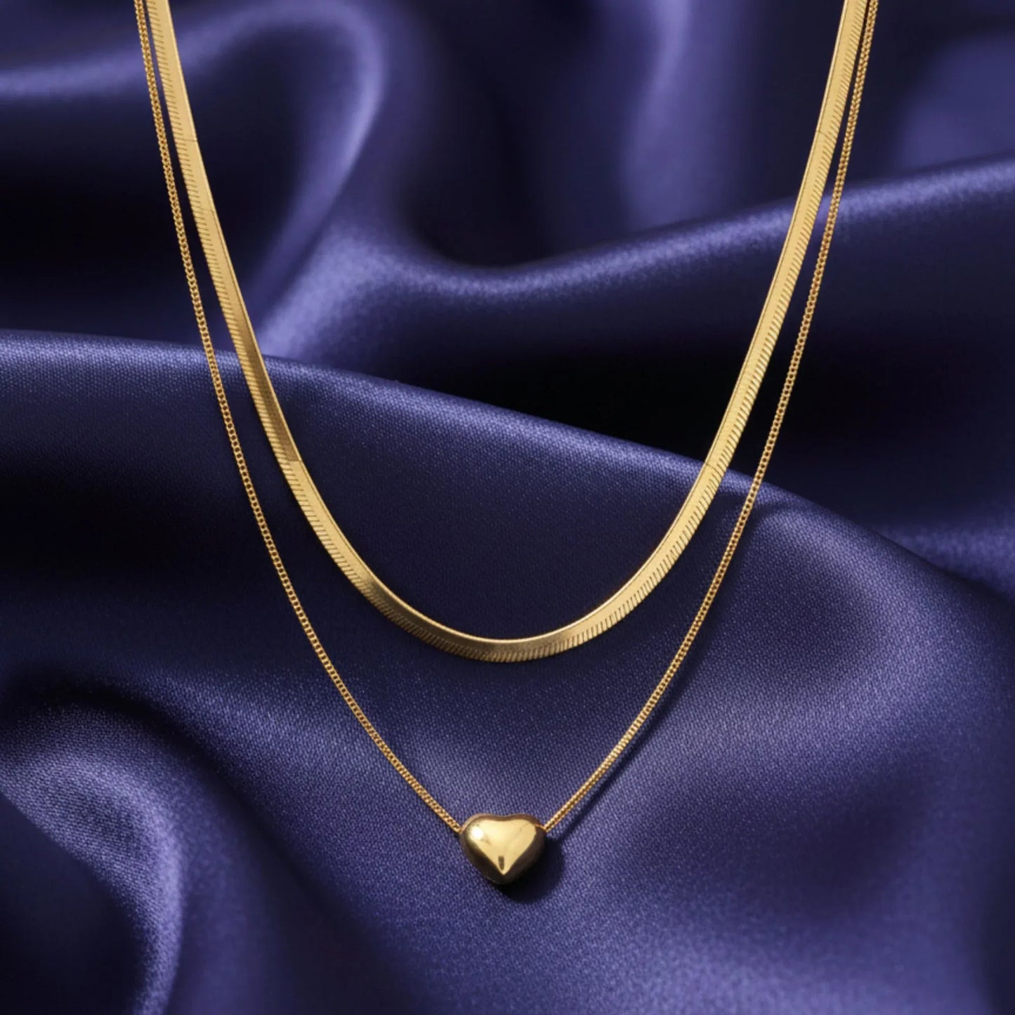 18K Gold Plated Dual Layer Heart Necklace - RACHIVA