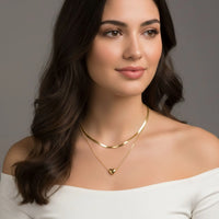 18K Gold Plated Dual Layer Heart Necklace - RACHIVA