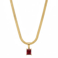 18K Gold Plated Emerald-Cut Red Zircon Pendant Necklace - RACHIVA